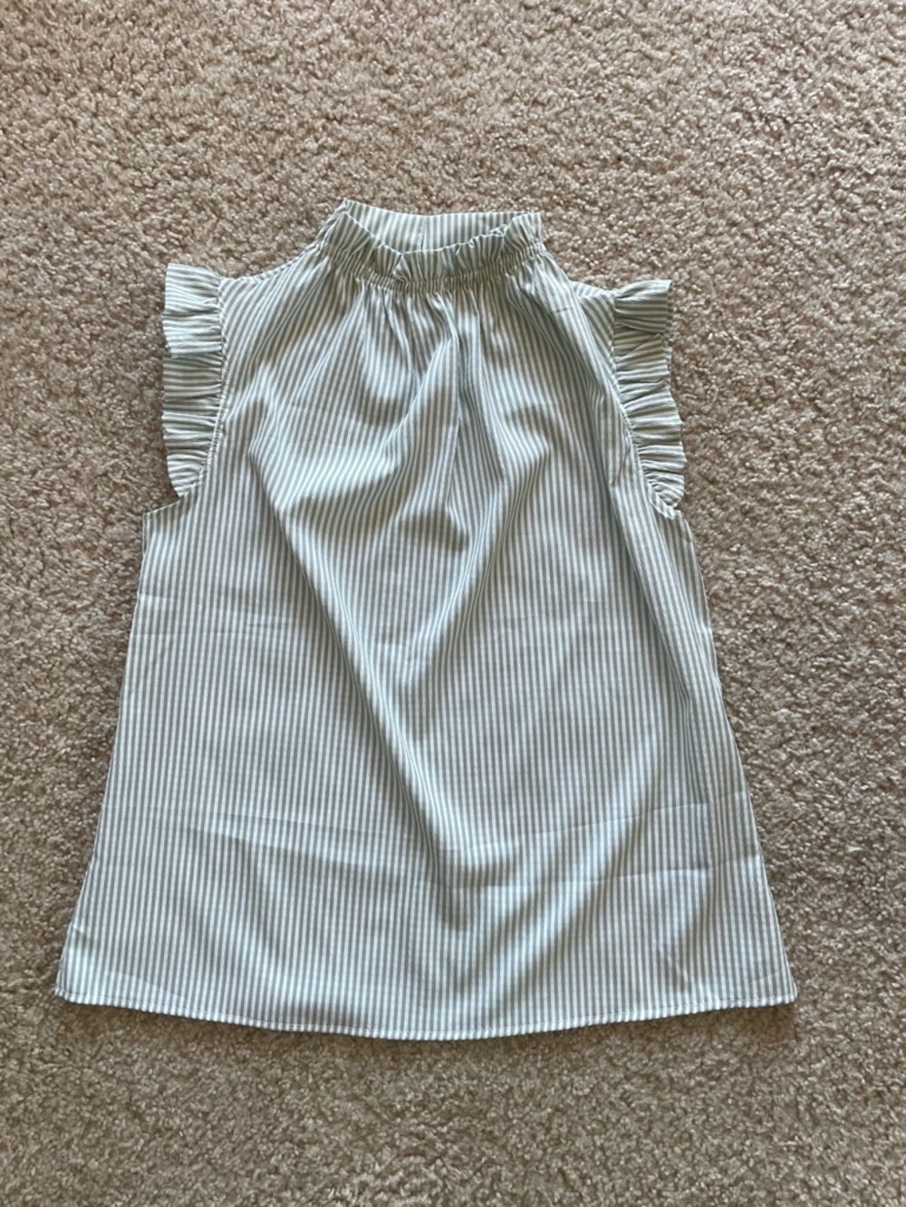 2 Hearts Mint & White Striped Ruffle Neck Blouse